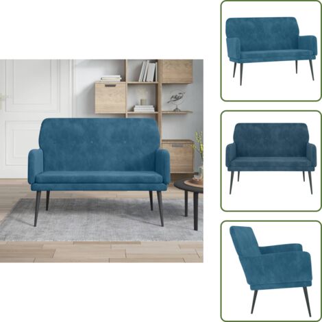 The Living Store Banco de terciopelo azul 108x79x79 cm - Banco de terciopelo