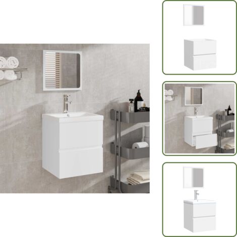 The Living Store Armario de baño con espejo madera de ingeniería blanco - Espejo de baño