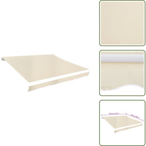 The Living Store Toldo de lona blanco crema 3,5x2,5 m - Toldo de poliéster