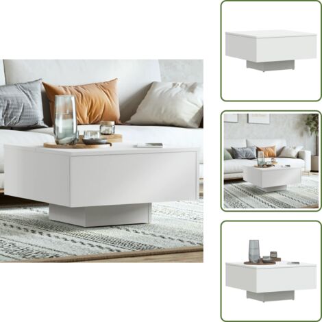 The Living Store Mesa de centro madera contrachapada blanco 60x60x31,5 cm - Mesa de centro madera