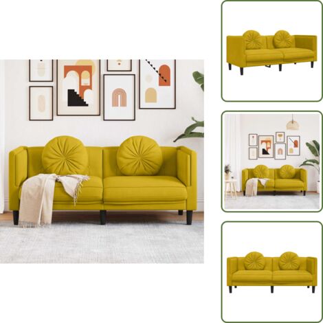 Sofá con cojines - vidaXL Sofá con cojines 2 plazas terciopelo amarillo - Sofá de salón