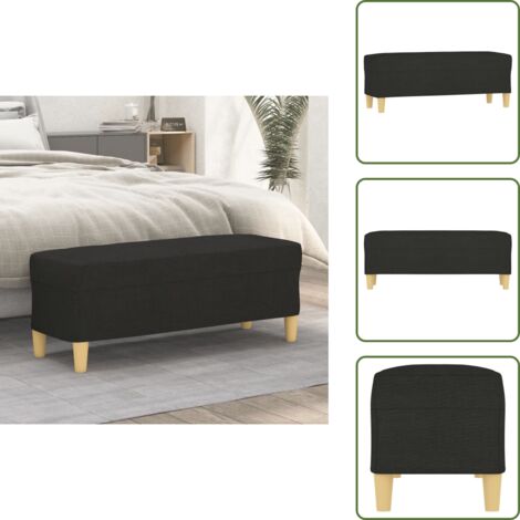 The Living Store Banco de tela negro 100x35x41 cm - Banco negro