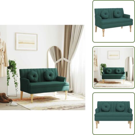 Banco para casa - vidaXL Banco con cojines tela verde oscuro 113x64,5x75,5 cm - Banco para oficina