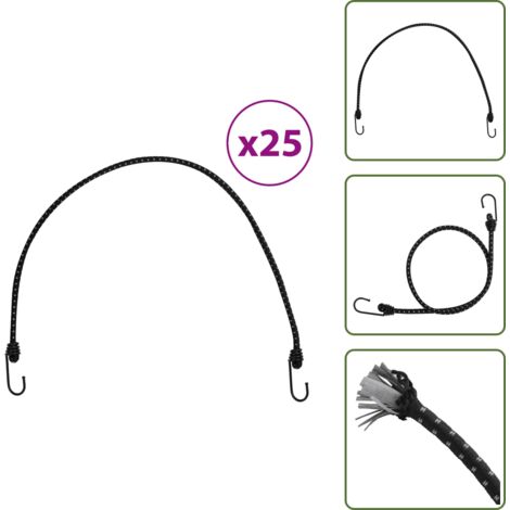 Cuerdas para transporte - vidaXL Cuerdas elásticas con tiras reflectantes y ganchos 25 uds 88 cm - Cuerdas para tiendas de campaña
