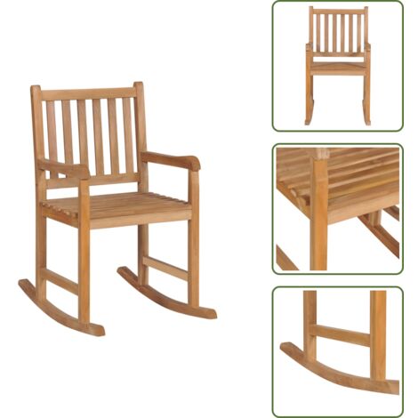 The Living Store Silla mecedora de madera maciza de teca - Silla de jardín