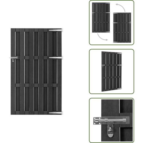 The Living Store Puerta de jardín de WPC gris 100x180 cm - Puerta de jardín gris