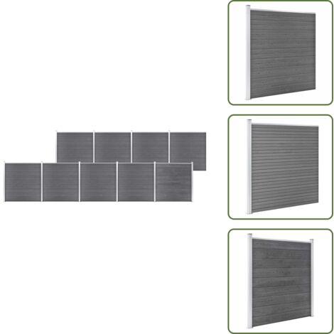 The Living Store Valla de jardín de WPC gris 1564x186 cm - Valla de madera y plástico
