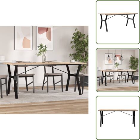 The Living Store Mesa de comedor marco Y madera maciza pino acero 180x90x75,5 cm - Madera maciza