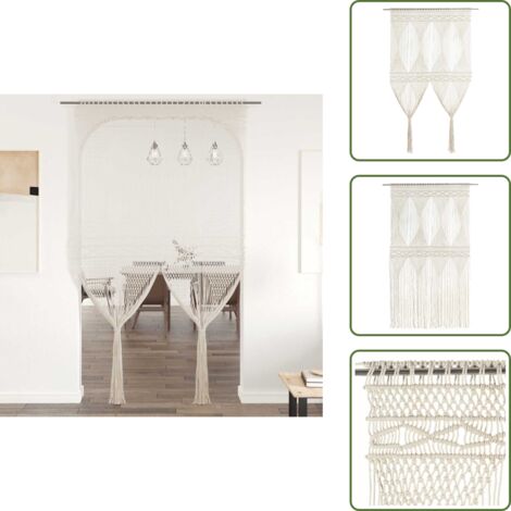 The Living Store Cortina de macramé algodón 140x240 cm - Cortina de algodón