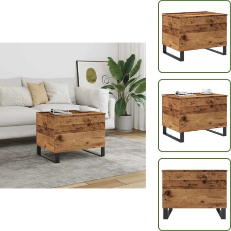 The Living Store Mesa de centro madera de ingeniería envejecida 60x44,5x45 cm - Madera de ingeniería