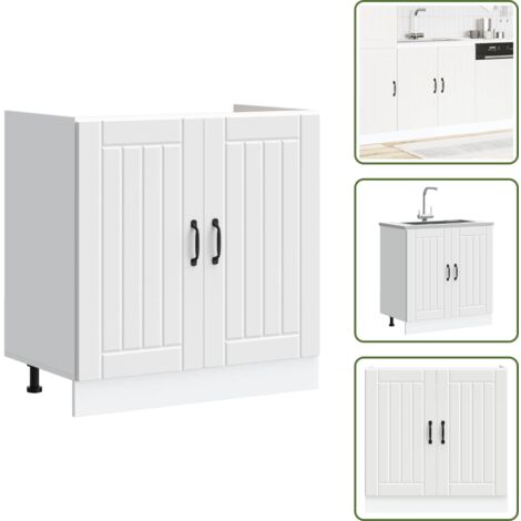 Madera contrachapada - vidaXL Mueble bajo fregadero Lucca madera contrachapada blanca - Gabinete cocina