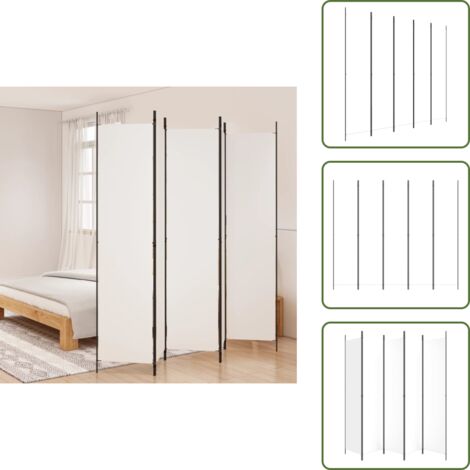 The Living Store Biombo divisor de 5 paneles de tela blanco 250x220 cm - Biombo de tela