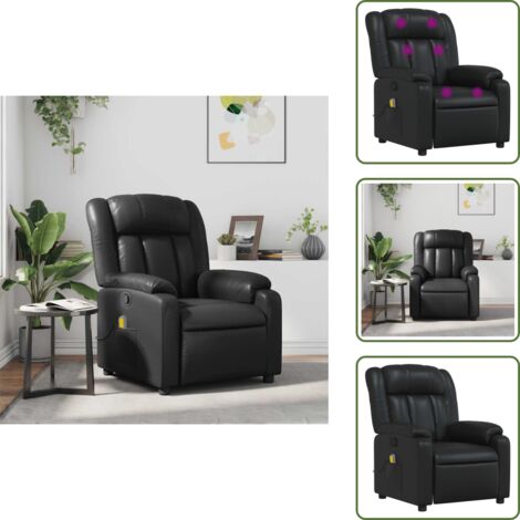 Silla de masaje con vibración - vidaXL Sillón de masaje reclinable cuero sintético negro - Silla de masaje cuero sintético