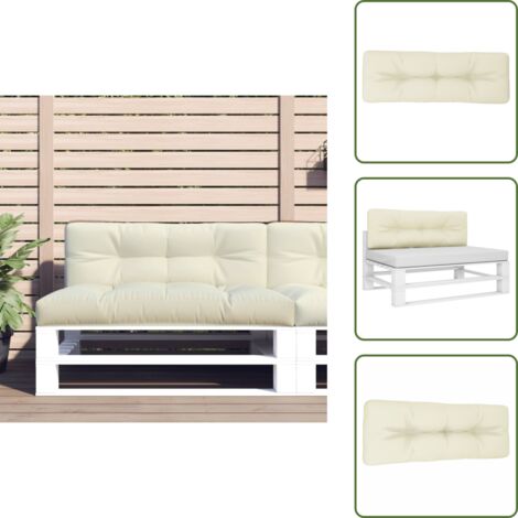 The Living Store Cojín para sofá de palets tela crema 120x40x12 cm - Cojín exterior