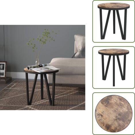The Living Store Mesita de centro MDF negro y amarillo Ø35 cm - Mesa auxiliar