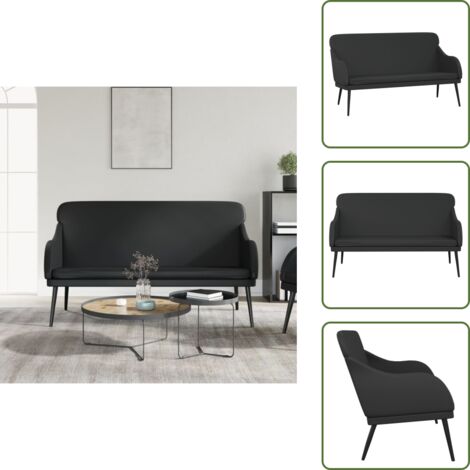 The Living Store Banco de cuero sintético negro 110x76x80 cm - Banco negro