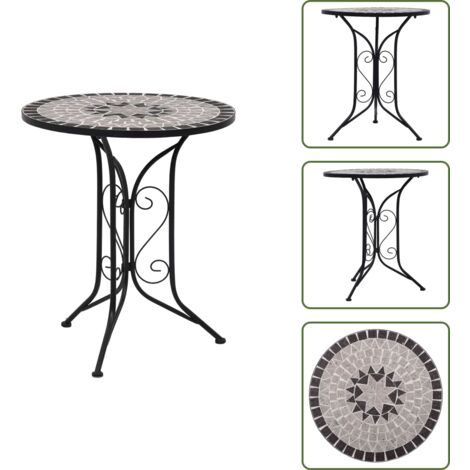 The Living Store Mesa bistro de mosaico cerámica gris 60 cm - Mesa de mosaico