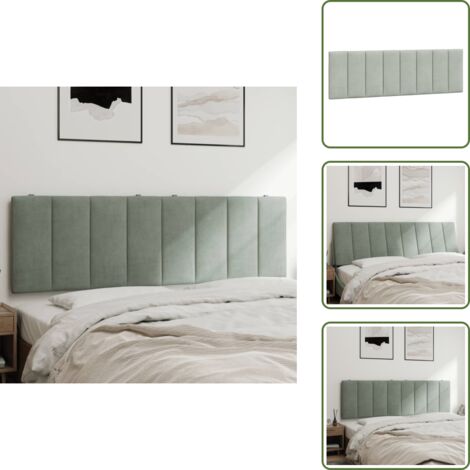 The Living Store Cabecero de cama acolchado Hanko terciopelo gris claro 160 cm - Terciopelo