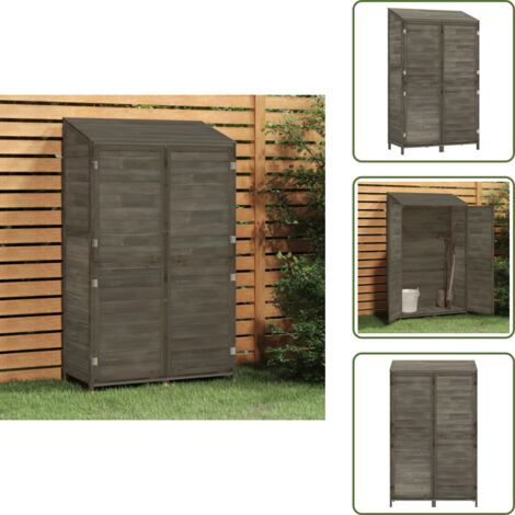 The Living Store Cobertizo jardín madera maciza abeto antracita 102x52x174,5cm - Cobertizo de madera