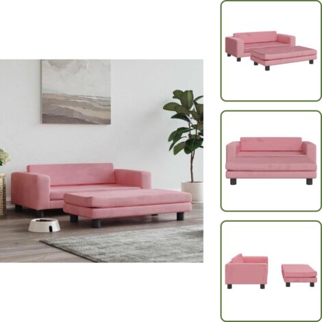 The Living Store Cama para perros con extensión terciopelo rosa 100x50x30 cm - Sofá para perros