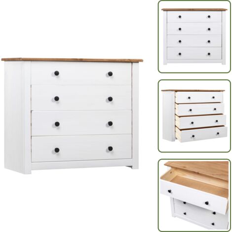 The Living Store Armario auxiliar estilo Panamá madera pino blanco 80x40x73 cm - Mueble para el teléfono