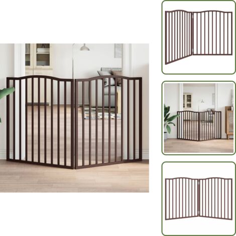 The Living Store Puerta para perros plegable 2 paneles álamo marrón roble 160 cm - Puerta para perros plegable