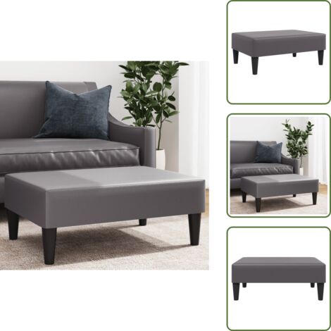 The Living Store Reposapiés de cuero sintético gris 77x55x31 cm - Reposapiés sintético