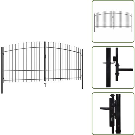 The Living Store Puerta de valla de doble puerta Woerden con punta de lanza 400x224,5 cm - Puerta de cerca