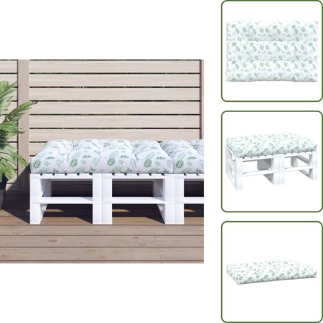 The Living Store Cojín para palés tela estampado de hojas 120x80x12 cm - Cojín de jardín