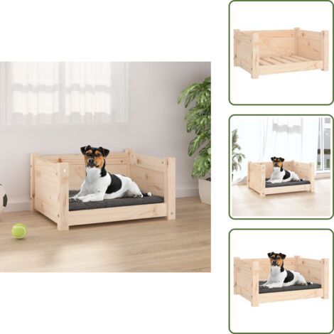 The Living Store Cama para perros 55,5x45,5x28 cm de madera maciza de pino - Madera maciza