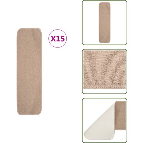 The Living Store Alfombrillas de escalera 15 uds beige rectangular 75x20 cm - Alfombras para escaleras