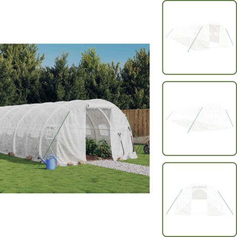 The Living Store Invernadero con estructura de acero blanco 30 m² 10x3x2 m - Invernadero de acero