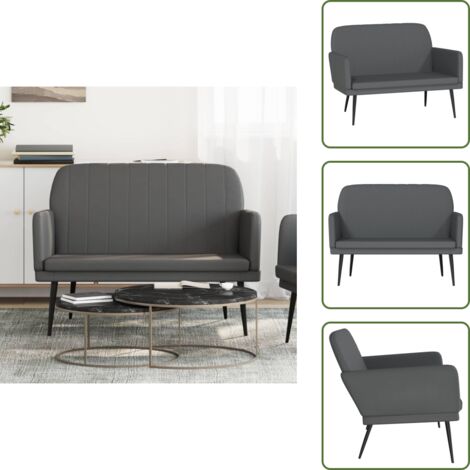 The Living Store Banco de cuero sintético gris 107x80x81 cm - Banco gris