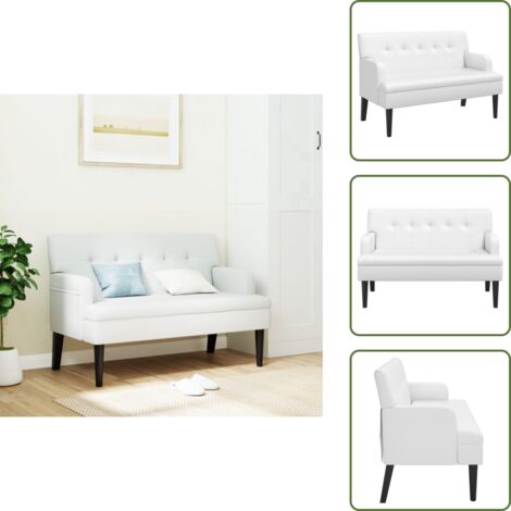The Living Store Banco con respaldo cuero sintético blanco 112x65,5x75 cm - Banco blanco