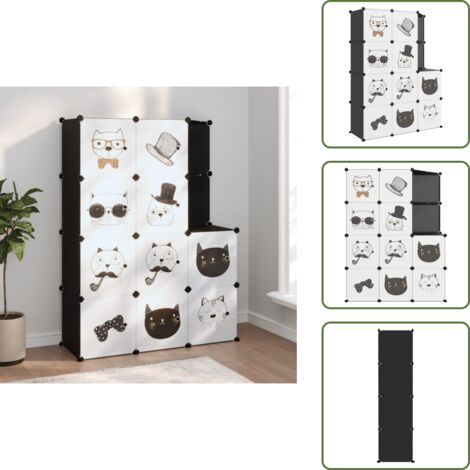 The Living Store Estantería infantil de cubos con 10 compartimentos negro PP - Estantería de cubos