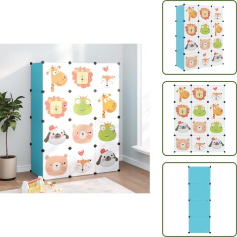 The Living Store Estantería infantil de cubos con 12 compartimentos azul PP - Estantería de cubos