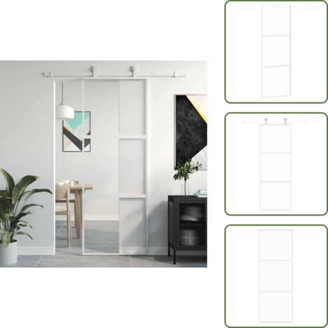 Puerta corredera blanca - vidaXL Puerta corredera vidrio templado y aluminio blanca 76x205 cm - Puerta corredera transparente