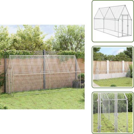 Jaula para pollos - vidaXL Jaula para gallinas acero galvanizado plateado 400x100x190 cm - Jaula para animales