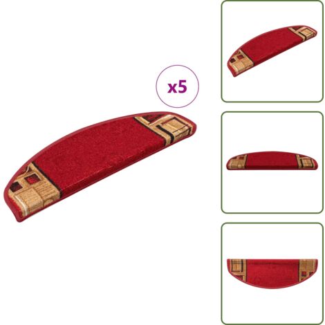 Alfombra antideslizante - vidaXL Alfombrillas de escalera autoadhesivas 5 uds rojo 65x21x4 cm - Alfombra para casa