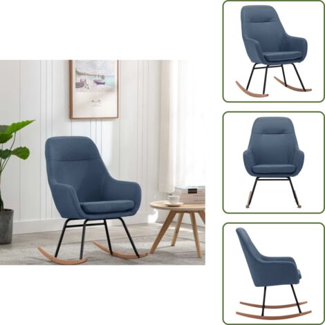 Silla de salón - vidaXL Silla mecedora de tela azul - Silla de patio