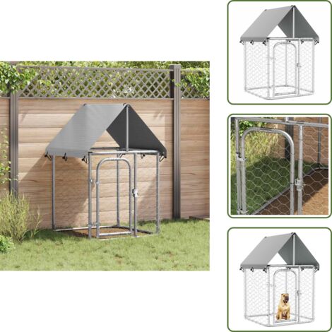Perrera de acero - vidaXL Perrera de exterior con tejado 100x100x150 cm - Perrera con puerta