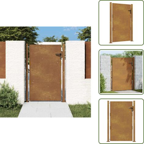 Puerta exterior - vidaXL Puerta de jardín 100x125 cm de acero corten - Cierre seguro