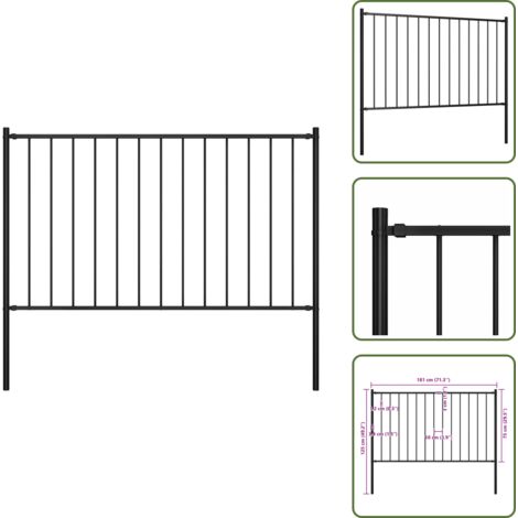 Valla de seguridad - vidaXL Panel de valla Woerden con postes de acero, 1,7 x 0,75 m, negro - Valla de jardín con postes