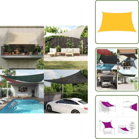 Toldo para terraza - vidaXL Toldo de vela HDPE amarillo 160 g/m² 3/4x2 m - Toldo para balcón