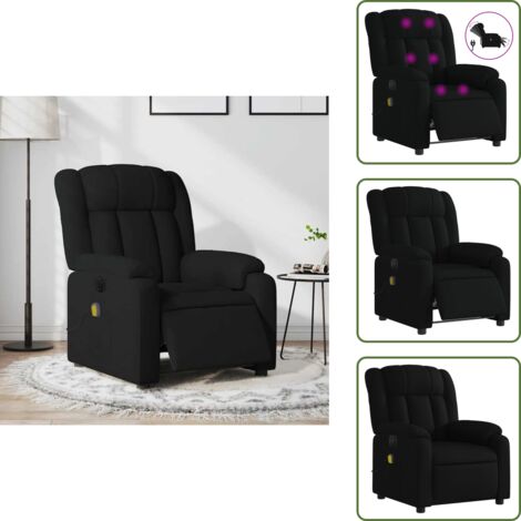 Reposapiés eléctrico - vidaXL Sillón reclinable de masaje eléctrico tela negro - Asiento cómodo