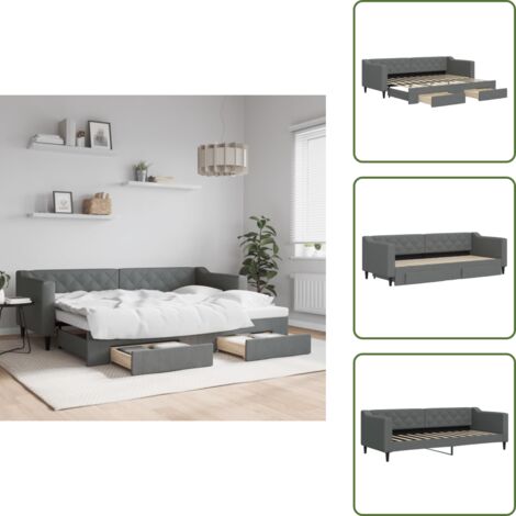 Cama doble - vidaXL Sofá cama nido con cajones tela gris oscuro 80x200 cm - Almacenamiento