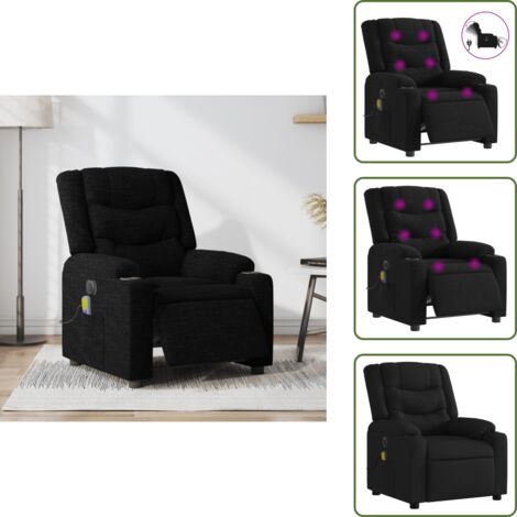 Reposapiés eléctrico - vidaXL Sillón reclinable de masaje eléctrico tela negro - Asiento cómodo