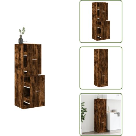 Mueble de botiquín - vidaXL Armario botiquín madera ingeniería roble ahumado 40x41x144,5 cm - Armario de madera