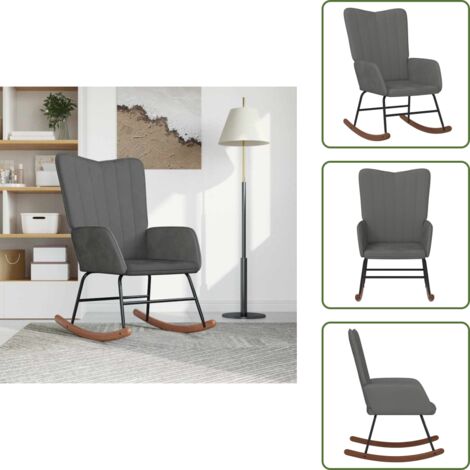 Silla de sala - vidaXL Silla mecedora de terciopelo gris oscuro - Silla de estar