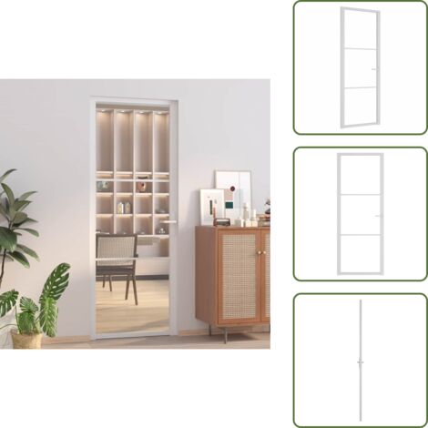 Puerta de vidrio templado - vidaXL Puerta interior vidrio EGS y aluminio blanco 76x201,5 cm - Puerta moderna